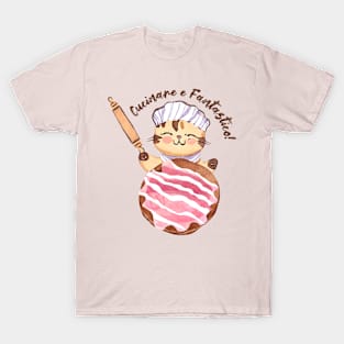 Cute cat rolling pin giant cookie Italian baking is awesome T-Shirt